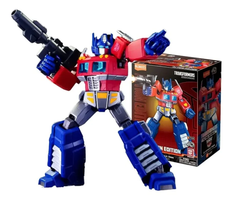 Blokees Model Kit Boneco Transformers Action Edition 01 G1 Optimus Prime - C/Luz 18Cm 45 articulações –188 pç - Polibrinq - Brinquedos