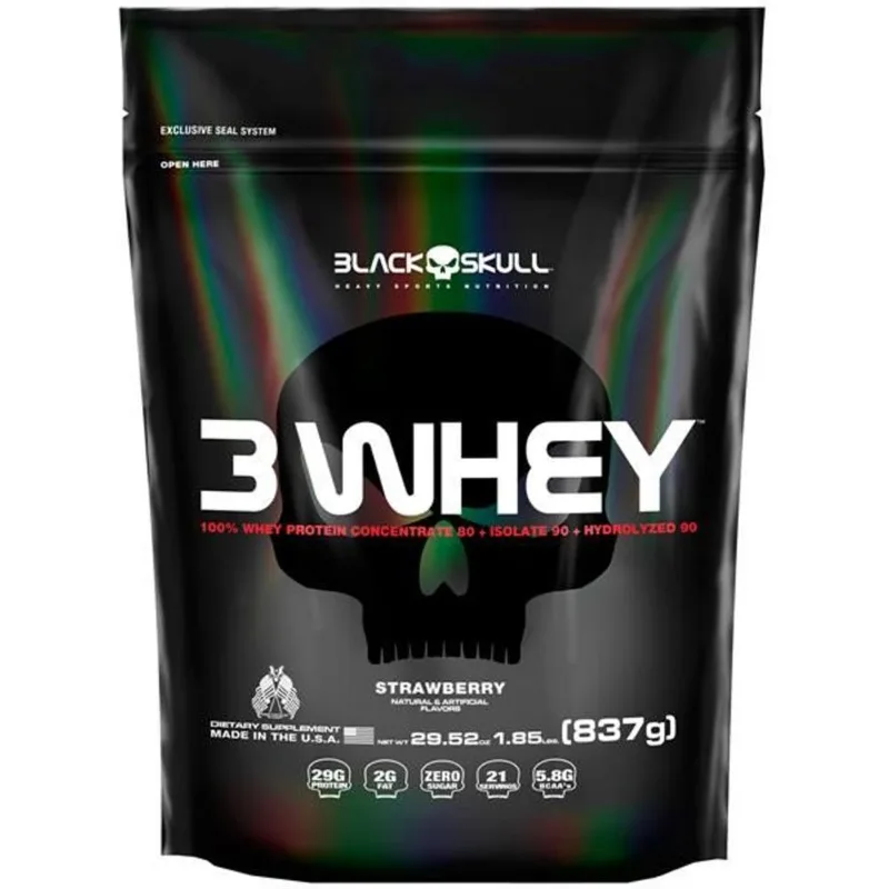 3 Whey 1,8kg Refil - Black Skull 3 Whey 1,8kg Refil Baunilha - Black Skull