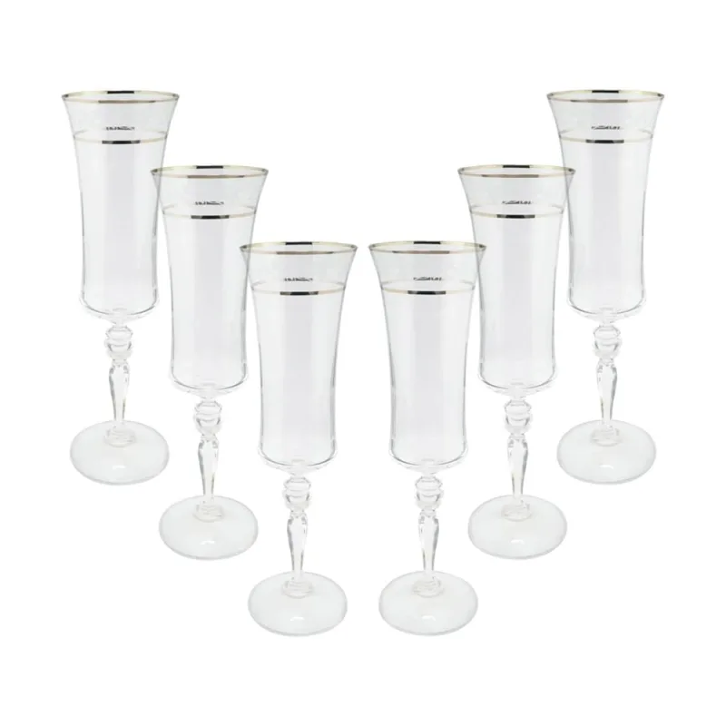 Jogo de taças champanhe cristal ecológico Bohemia Grace 190ml 6 peças prata rim - Bohemia - Utilidades Domesticas