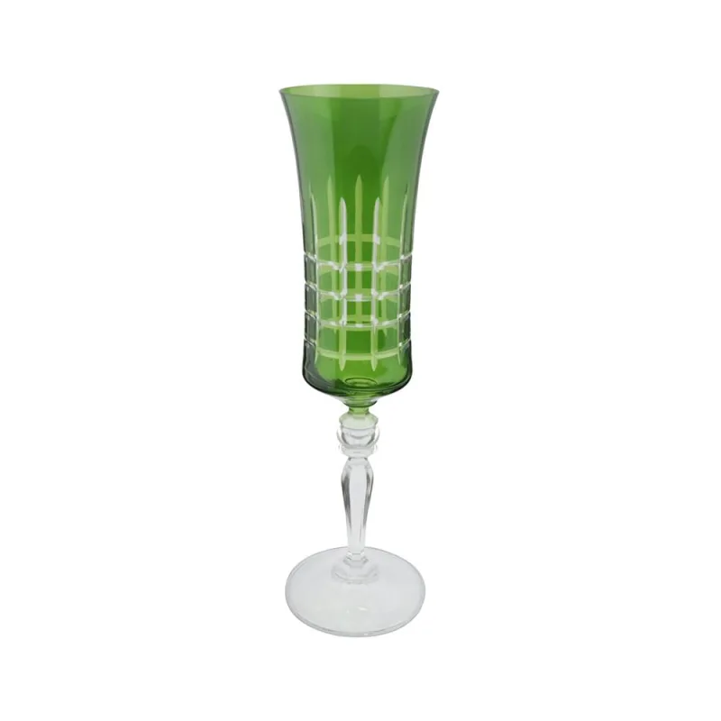 Taça para champanhe lapidada em cristal ecológico Bohemia Grace 190ml verde - Bohemia