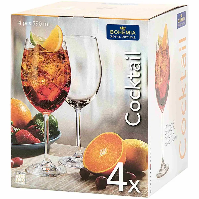 Conjunto Taças de Cristal para Cocktail Aperol Bohemia 590ml 4 peças