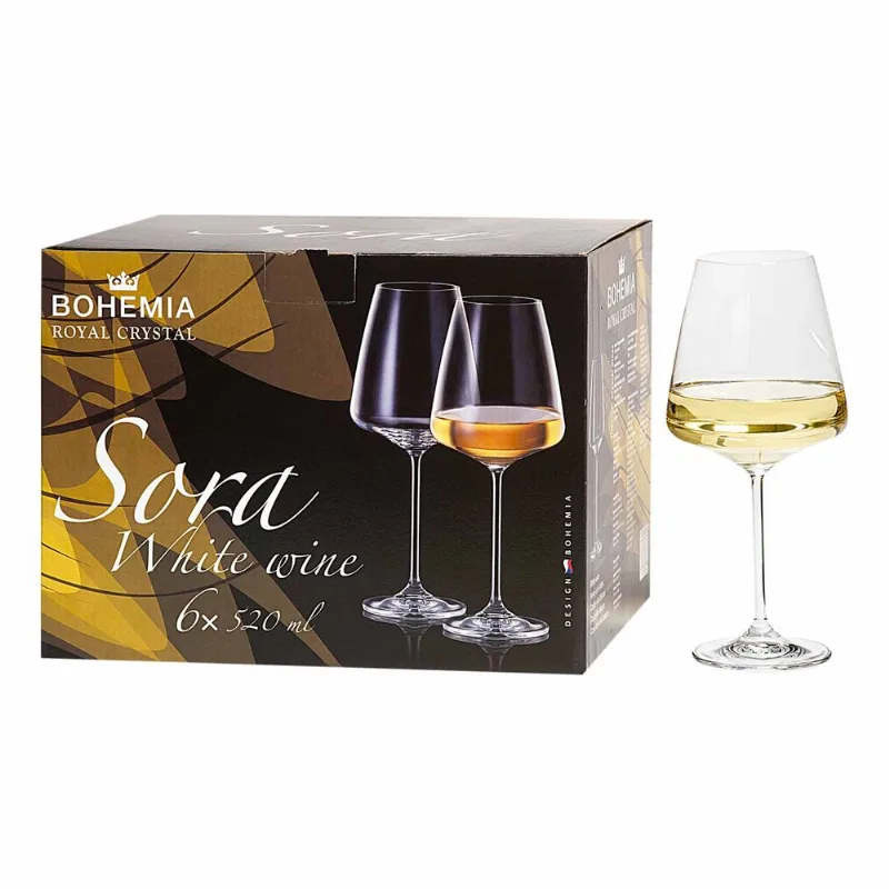 Conjunto Taças de Cristal para Vinho Sora Bohemia 520ml 6 peças