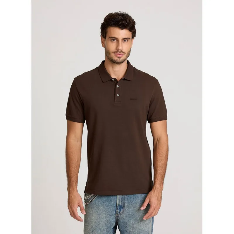 Polo Slim Fit New Simple Basic Marrom John John Masculina GG