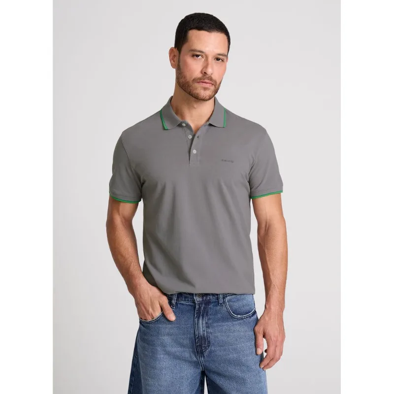 Polo Regular Fit 2 Lines Cinza John John Masculina XGG