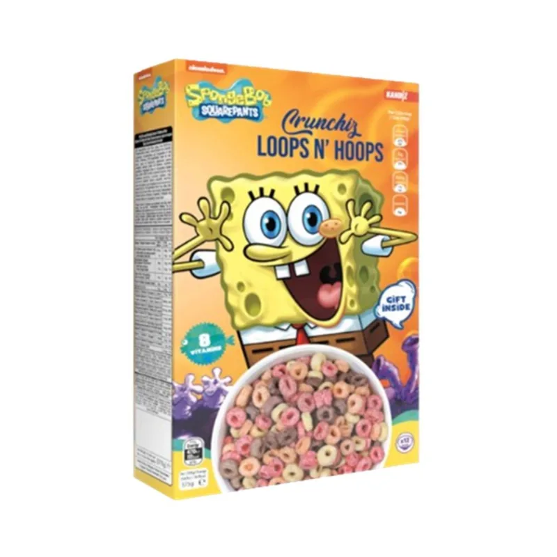 Cereal Crunchiz Bob Esponja Calça Quadrada Loops N' Hoops 375g