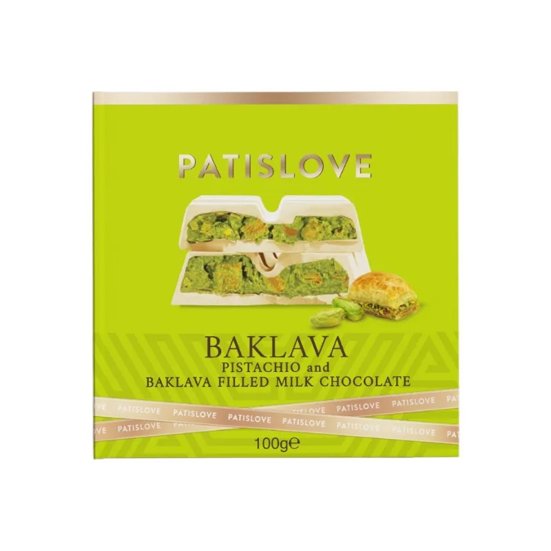 Chocolate Turco Branco Pistache e Baklava Patislove 100g