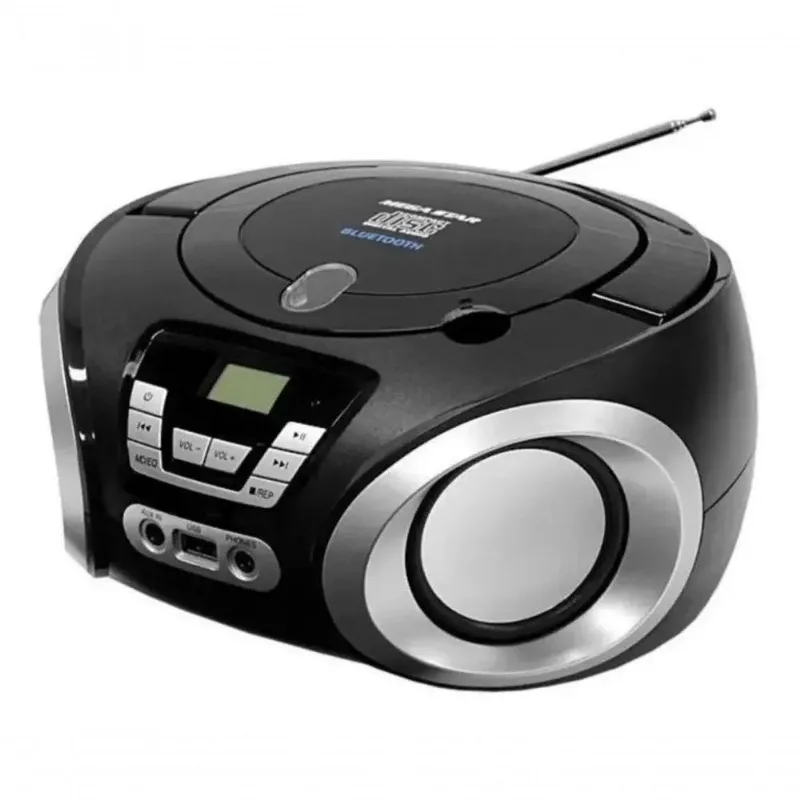 Cd Player Portátil Mega Star Mp-1842bt Com Rádio Fm Bluetooth Usb Bivolt Preto