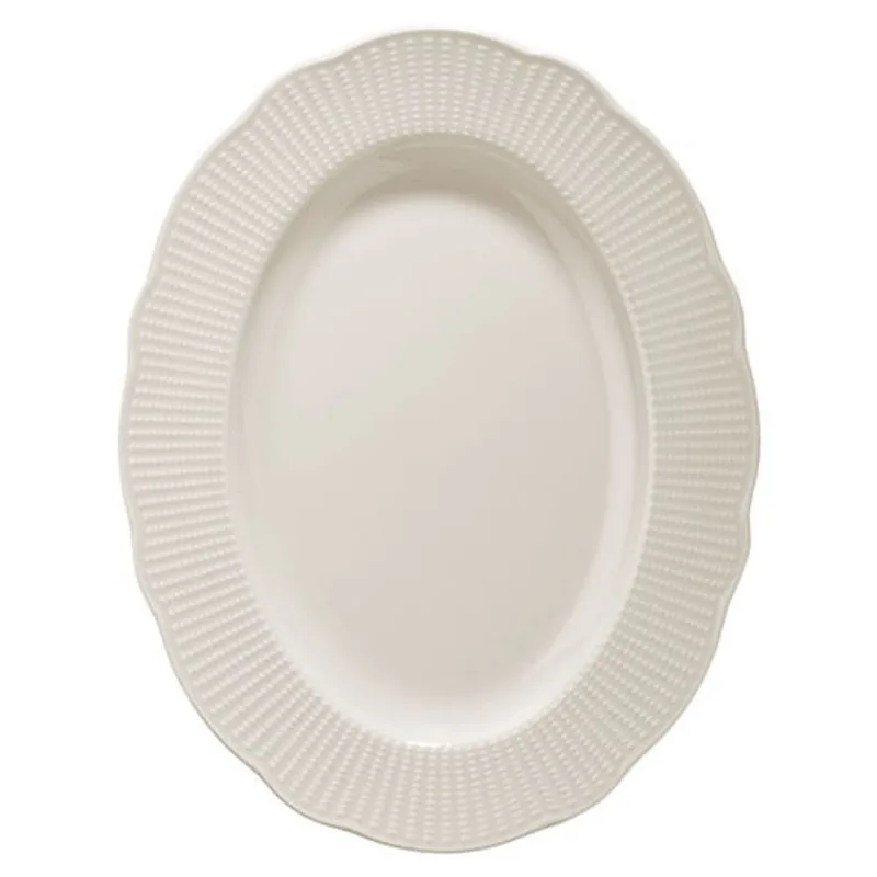 Prato Raso Oval em Porcelana Perle Branco 28cm