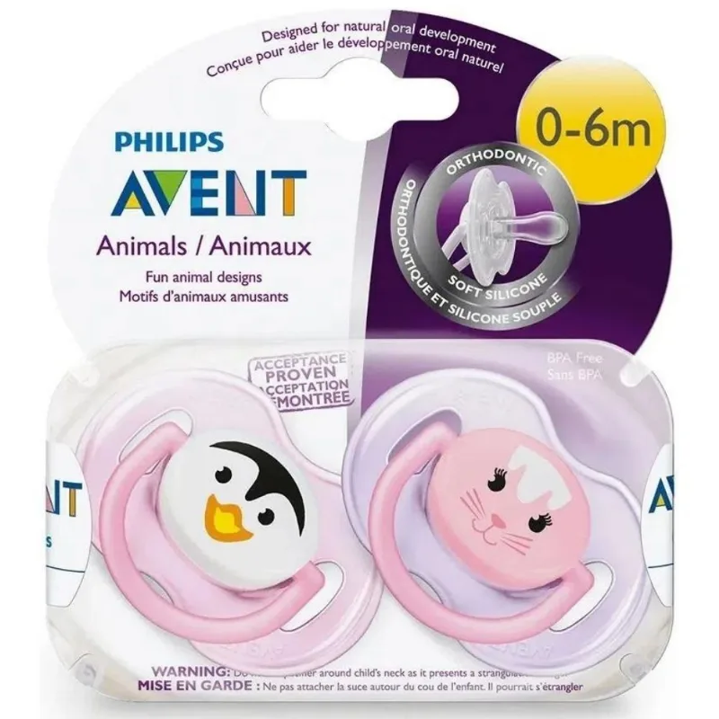 CHUPETA FREEFLOW GATINHA E PINGUIM DUPLA 0-6M PHILIPS AVENT