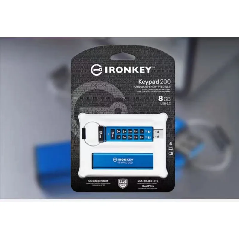 Unidade Flash Usb Com Criptografia Kingston Ikkp200 8g Usb3.
