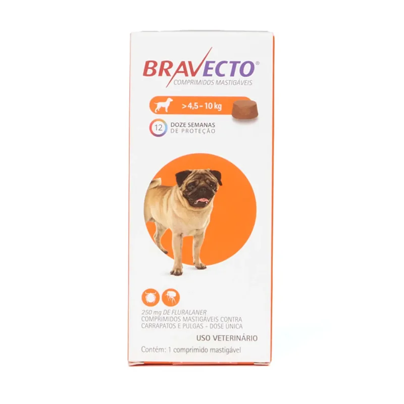 Antipulgas e Carrapatos Bravecto > 4,5 a 10 kg para Cães 250mg - Bravecto - Cachorro