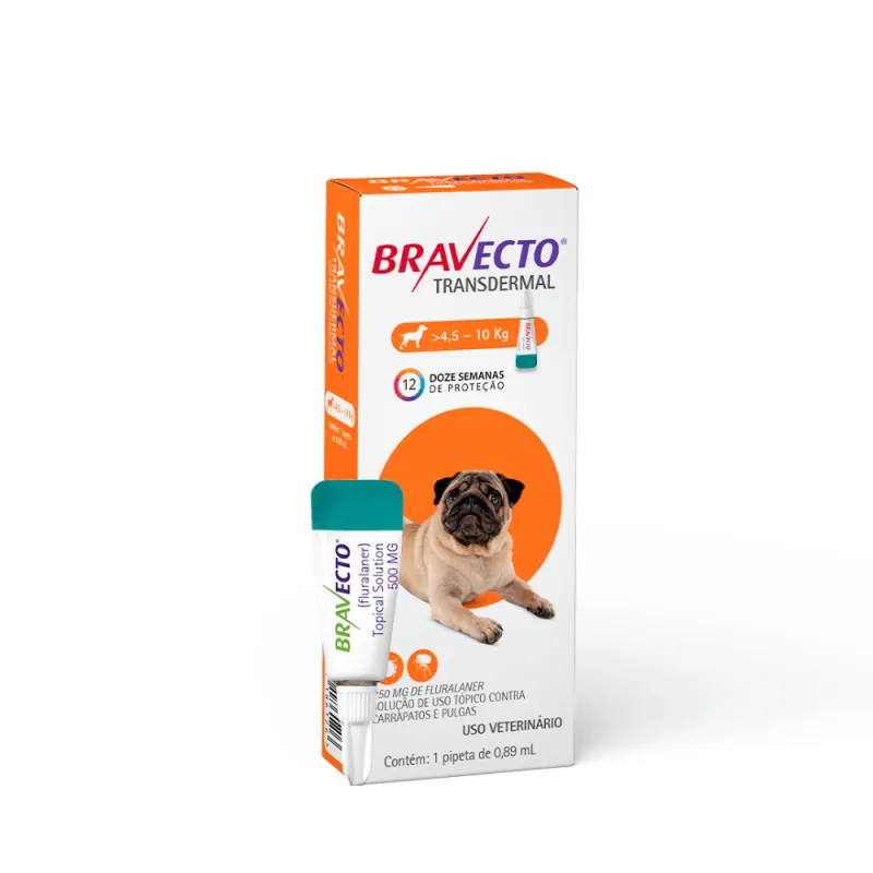Antipulgas Bravecto Transdermal Cães 4,5 a 10kg - Bravecto
