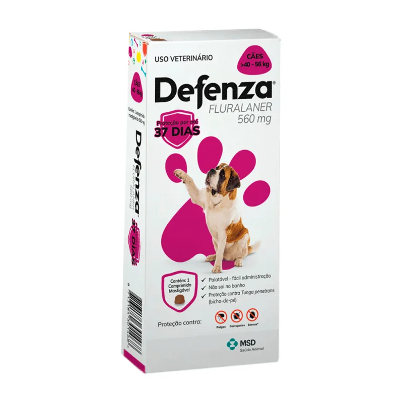 Defenza Antipulgas e Carrapatos para Cães de 40 a 56kg - Defenza