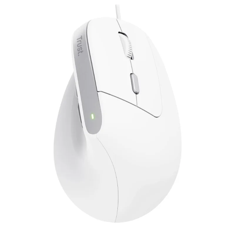 Mouse Ergonômico Trust Bayo II Design Vertical 57° Certificado Com Fio Branco