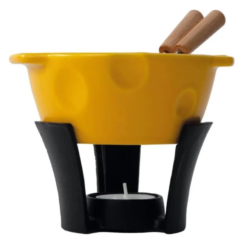 Fondue em Cerâmica 5 Peças Mini Cheesy 300ml Boska Amarelo