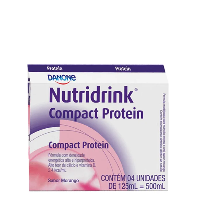Kit Nutridrink Compact Protein Morango 125ml 4 Unidades - Danone - Hipercalórico