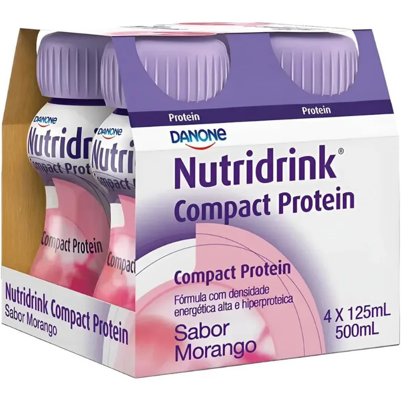 Suplemento Nutricional Danone Nutridrink Compact Protein Morango 125ml 4 Unidades