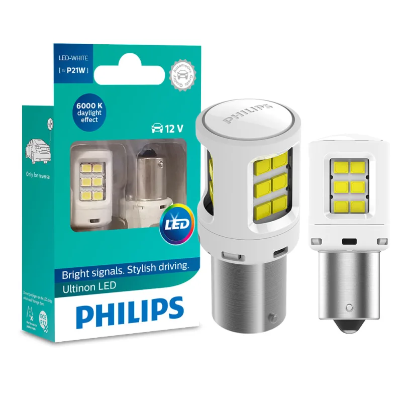 Par Lampada P21W Led Philips Ultinon 6000K 12V Re Freio Neblina - PHILIPS - Iluminação
