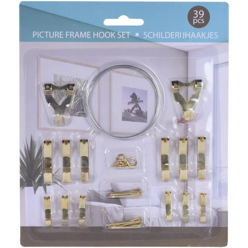 Conjunto De Ganchos Para Quadros Hasiera 39 Peças Prata Metal Hasiera