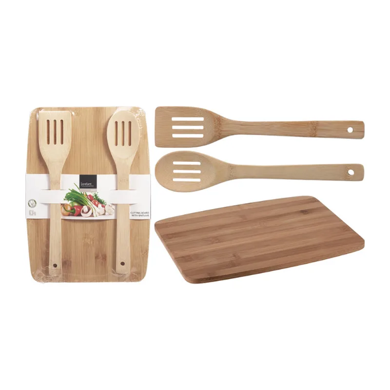 Conjunto De Tábua De Corte E Espatulas De Bambu Natural 784610410 3 Peças Hasiera 32.5 X 23.5 X 2 Cm
