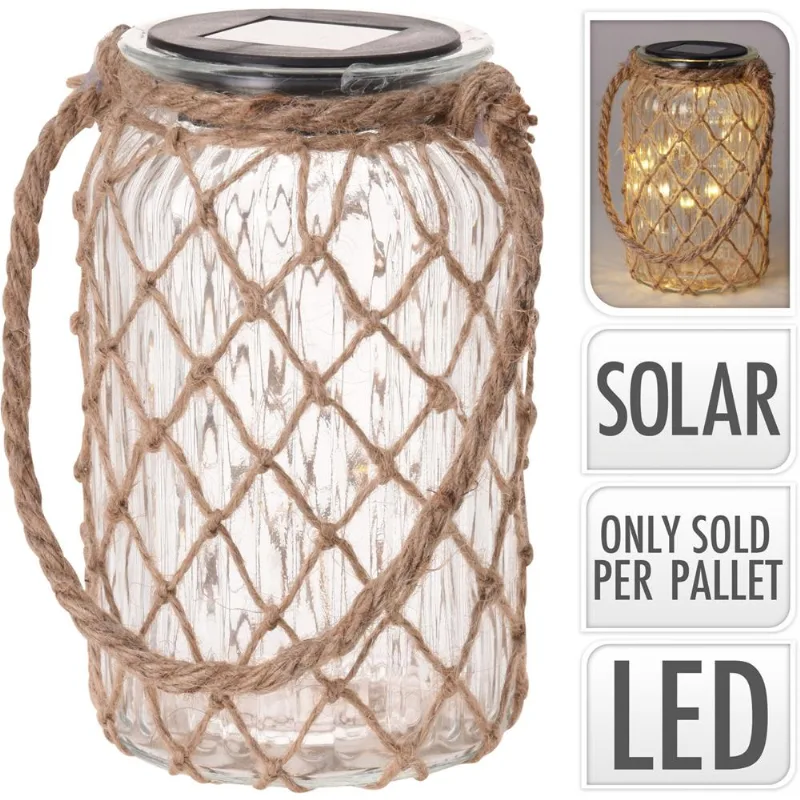Luminária Solar Formato Pote Vidro Hasiera Natural 11,0X18,5Cm Vidro Hasiera