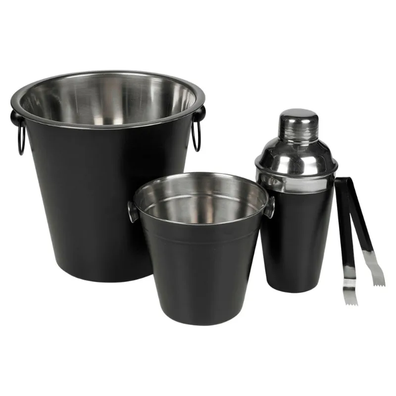 Conjunto Para Bar Com Coqueteleira 4 Peças Em Aço Inox Preto - Hasiera