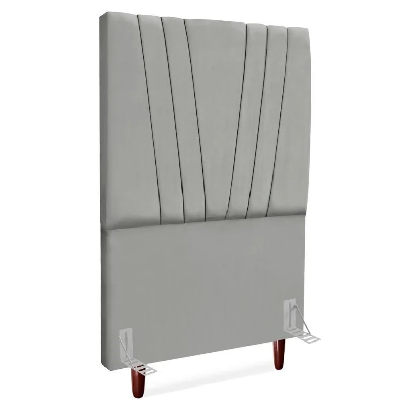 Cabeceira Solteiro 100 Cm Com Frame Belgica Suede Cinza Claro Artte Cinza Claro