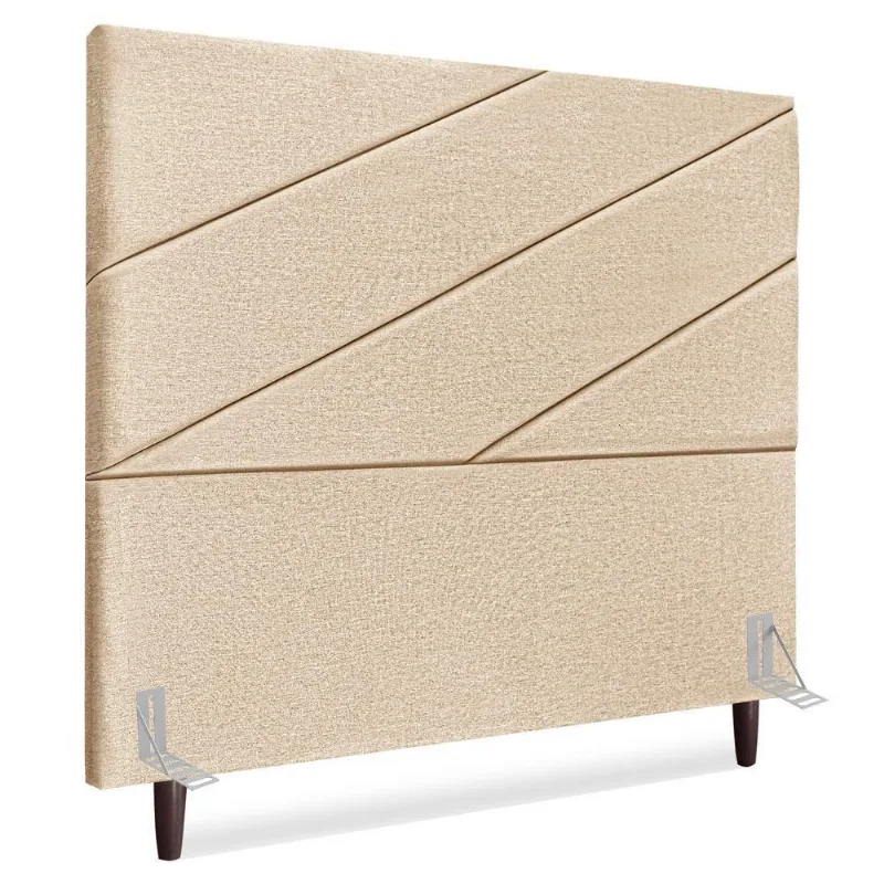 Cabeceira Casal 140 Cm Com Frame Cristal Linho Bege Artte Bege