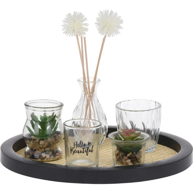 Conjunto Decorativo Com Bandeja Colorido Polipropileno Hasiera
