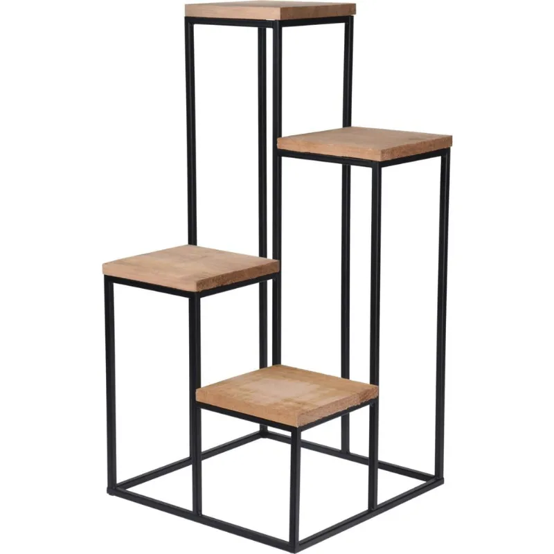 Suporte De Vaso H & S Collection Preto/Madeira Ferro Hasiera