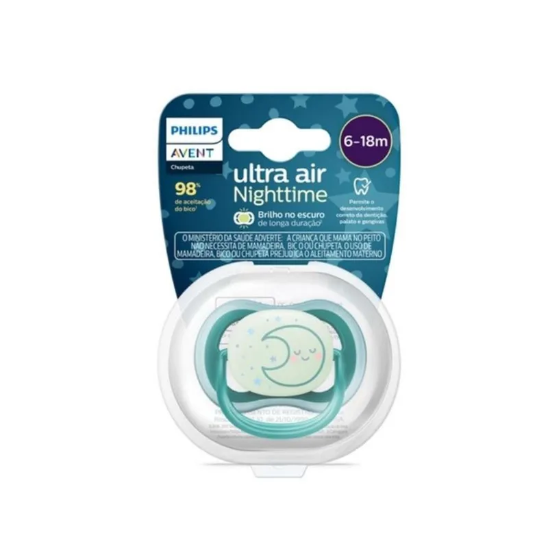 Chupeta Avent Ultra Air SCF377/02 6-18 Meses Decorada Lua Verde 1 Unidade
