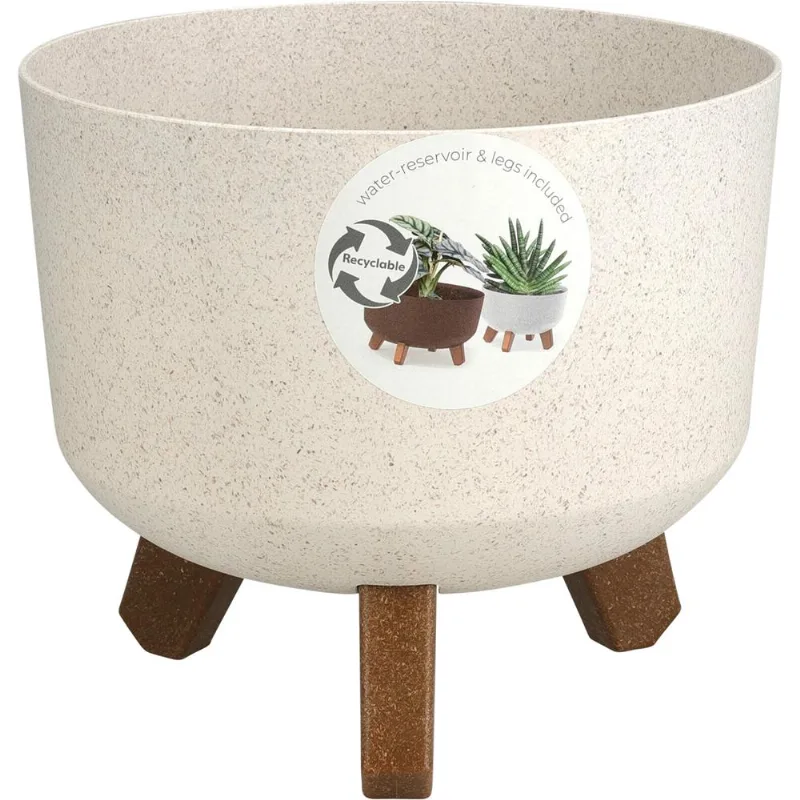 Vaso De Planta Redondo Hasiera Areia/Marrom 20,0X17,4Cm Polietileno Hasiera