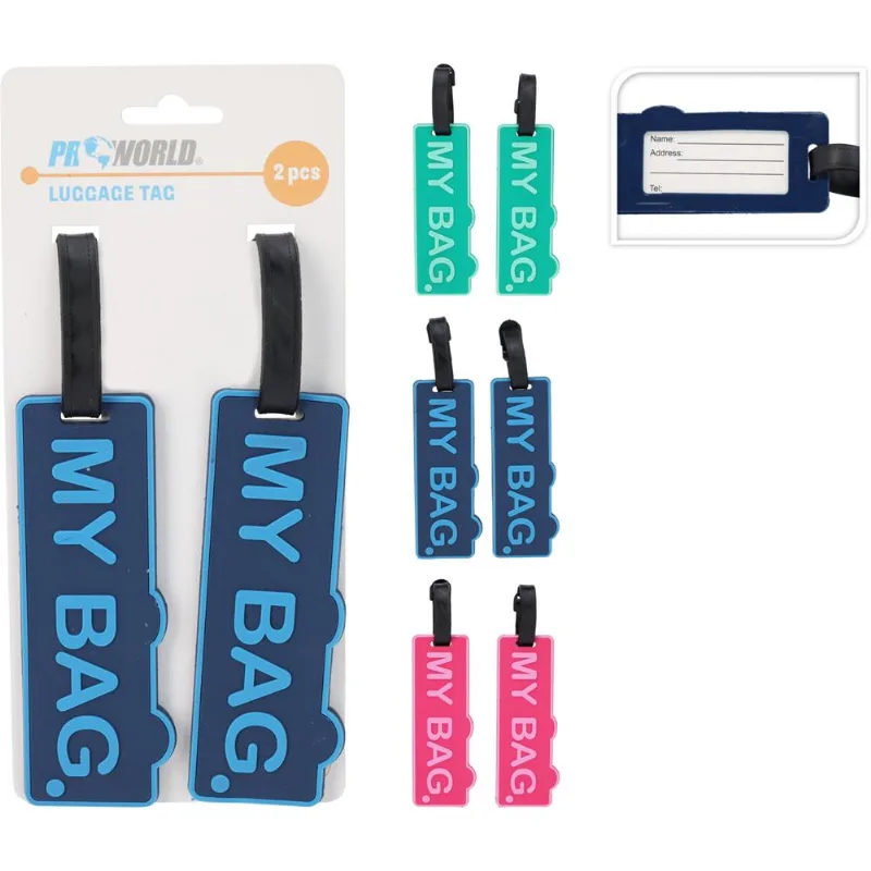 Conjunto De Etiquetas De Bagagem Proworld 2 Peças Sortido Polivinil Hasiera