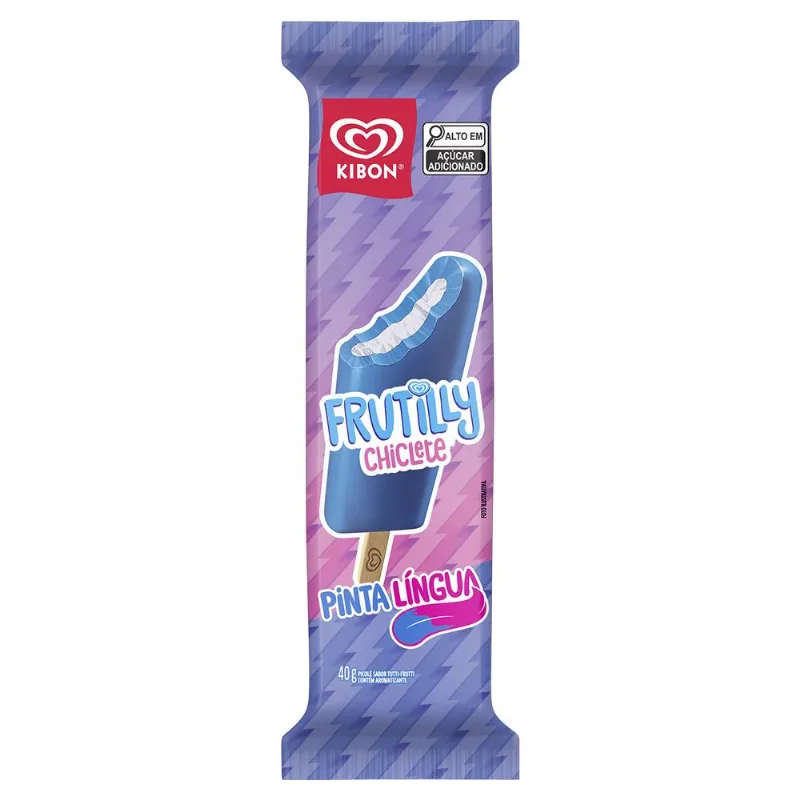 Picolé Kibon Frutilly Chiclete Pinta Língua 40g
