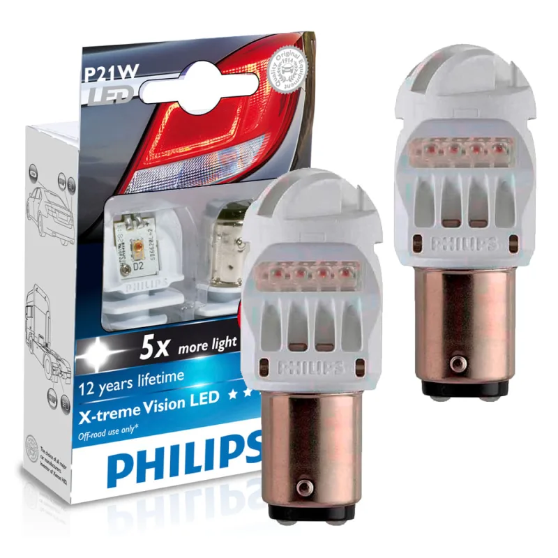 Lampada P21 Philips Led Vermelha Para Freio Ou Sinalizacao - PHILIPS - Iluminação