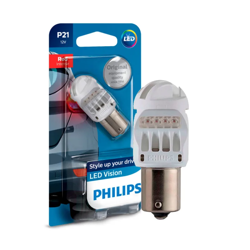 Lampada Para Lanterna Traseira Philips Led Red Vermelha P21W 12V 1 Polo Unitario - PHILIPS - Iluminação