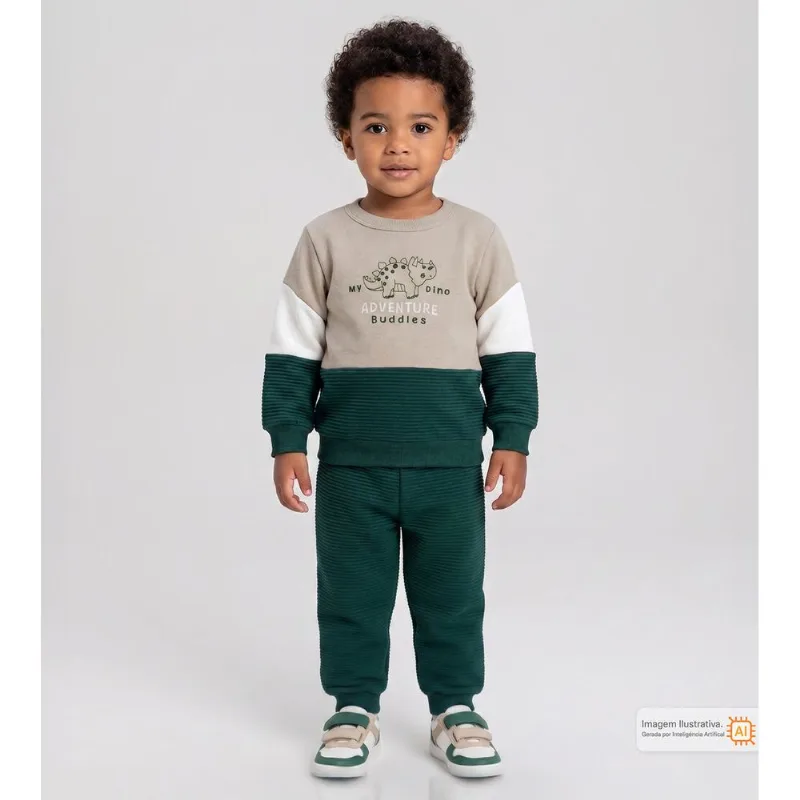 Conjunto Moletom Dino Aventura Verde - 1