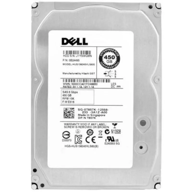 Hd Sas Dell 450gb 15k 3.5 0t857k T857k Hus156045vls600 6gbps