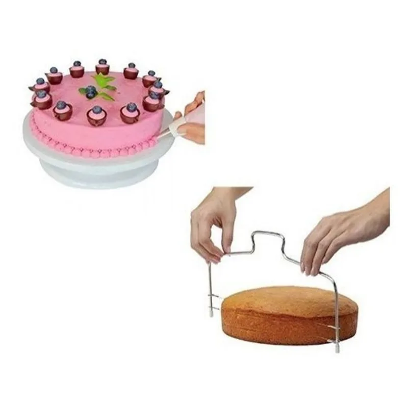 Bailarina Prato Giratório Bolo Torta + Nivelador Duplo Aço - Loja Universal Vendas