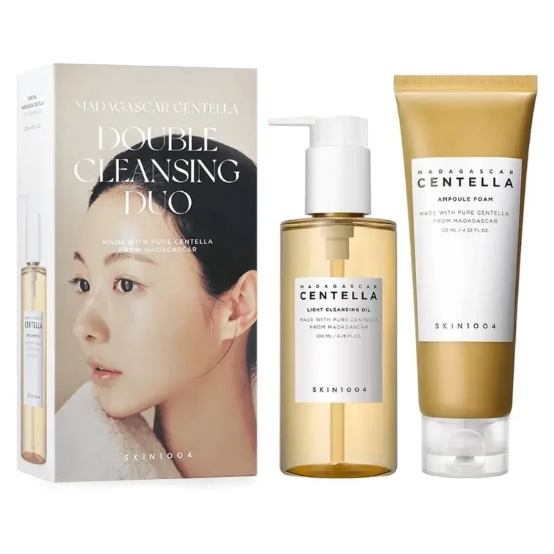 Kit SKIN1004 Madagascar Centella Double Cleansing Duo Ampoule Foam 125mL e Light Cleansing Oil 200mL