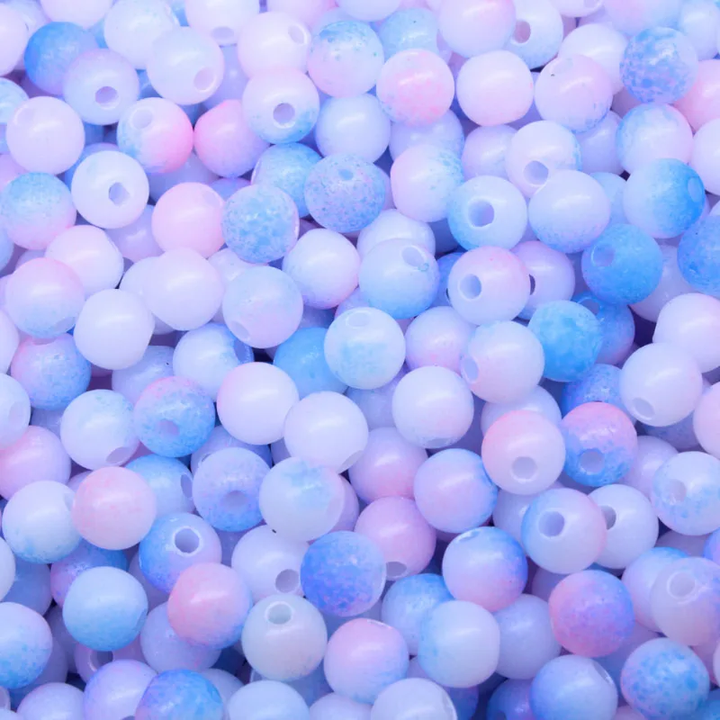 Perola Inteira Com Furo Tie Dye 06Mm Em Abs Com 500Gr 501P - Lilas/Azul 501