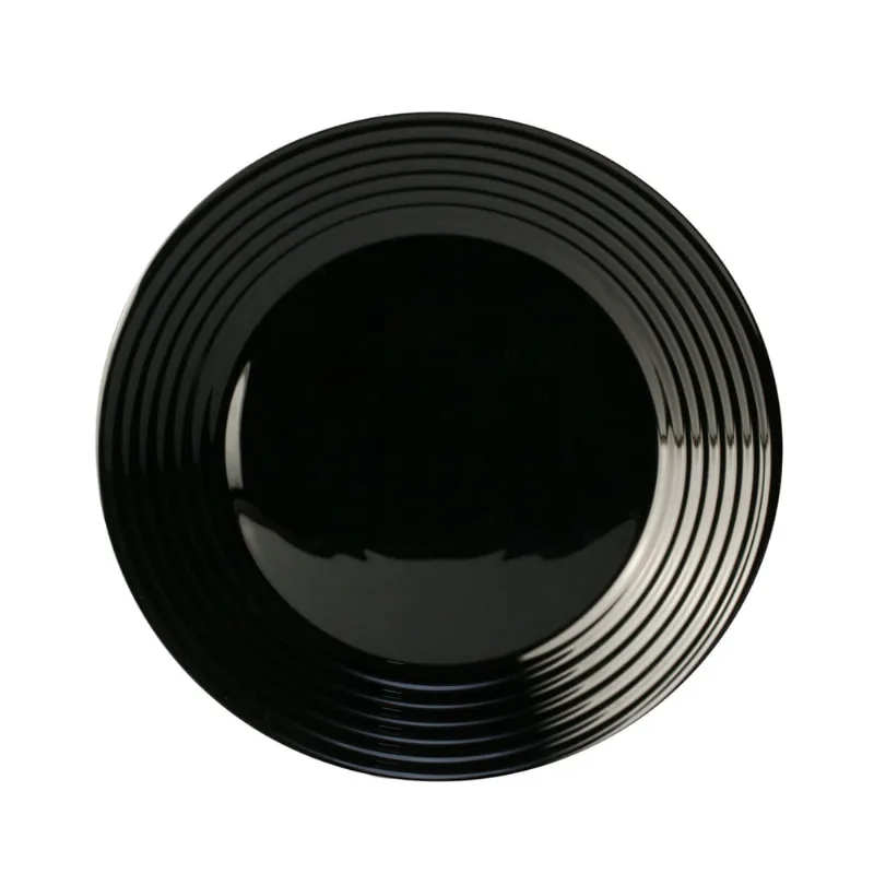 Prato raso em vidro temperado Lyor Harena 27cm black