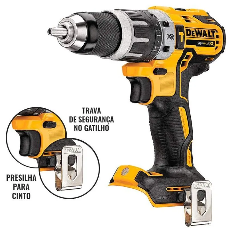 Parafusadeira Furadeira a Bateria 20,0V 1/2 Pol. Li-ion Brushless sem Bateria DCD796B-B3 Dewalt