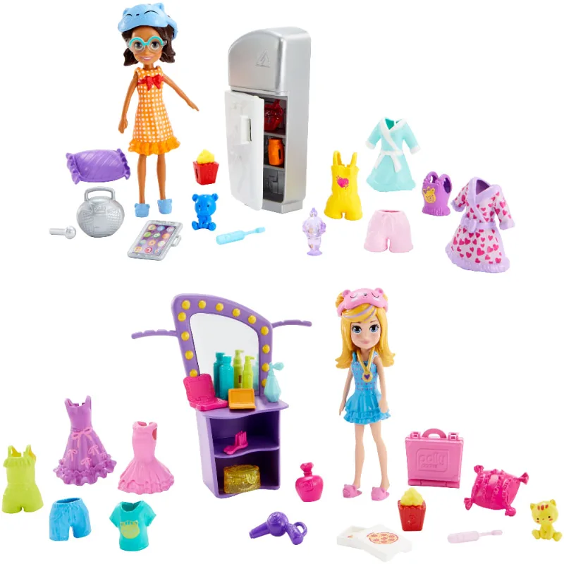 Conjunto de Bonecas com Acessórios - Polly Pocket - Shani e Polly - Festa do Pijama - Mattel