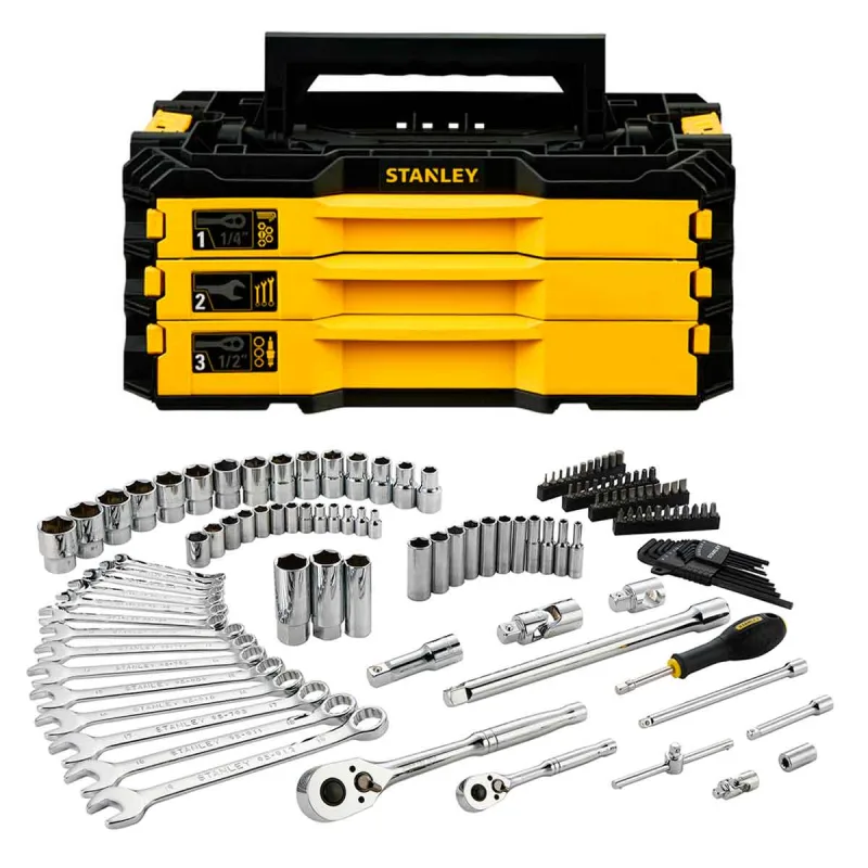 Caixa de Ferramentas com 126 Peças Stanley 3 Gavetas - Stanley - Ferramentas