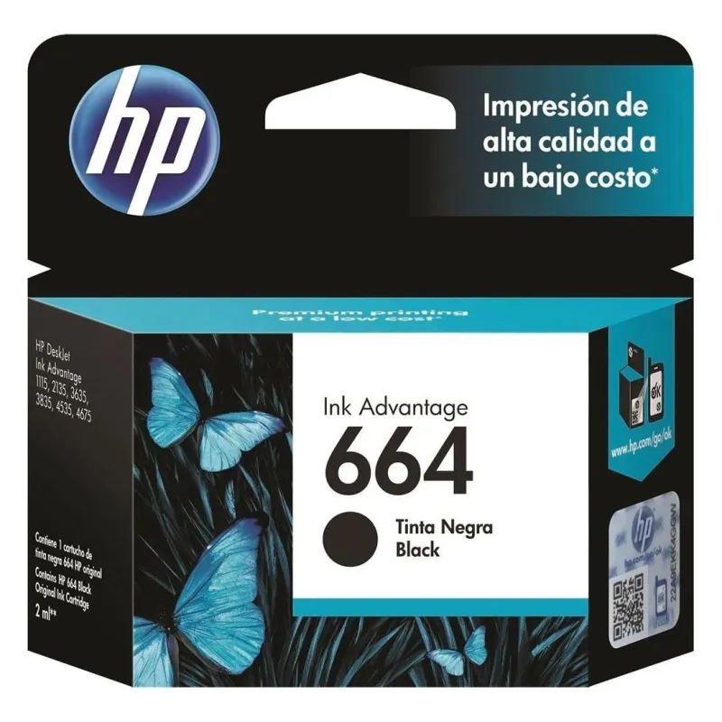 Cartucho Original 664 Preto Para HP 2136, 2676, 3776, 5076, 5276 - F6V29AB - Hp - Informática