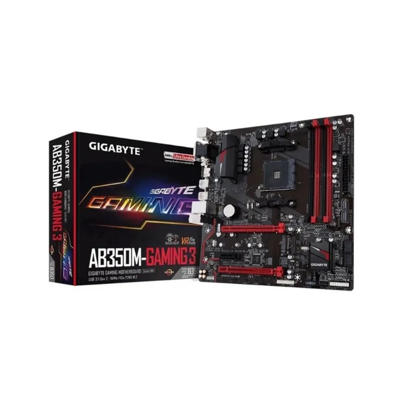 Placa Mãe Gigabyte AB350M-Gaming 3 AM4/4xDDR4/HDMI/DVI-D/1xM2/USB/SATA