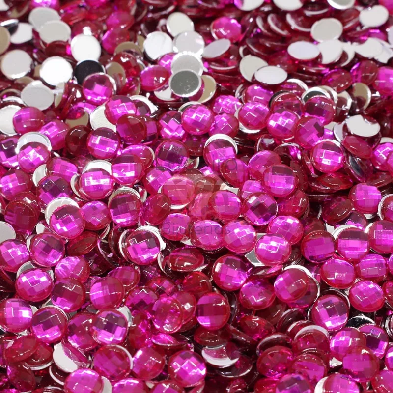 Chaton Para Colagem Redondo Sextavado 06Mm Em Acrilico Com 25G Q026 - Rosa Pink