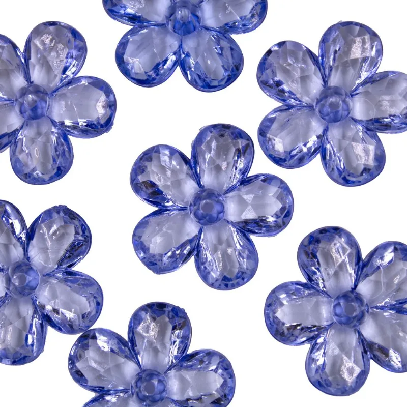 Flor Com Furo No Centro 28X9mm Em Acrilico Com 50Gr 045 - Azul 45