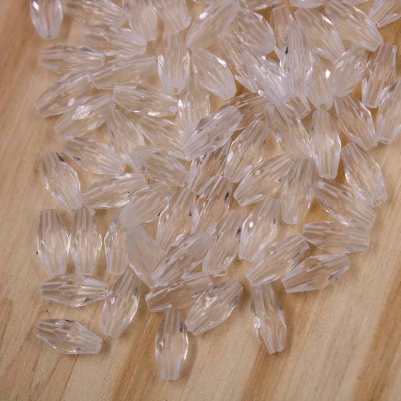 Arroz Sextavado Passante 4X8mm Em Acrilico Com 50Gr Cristal Transparente
